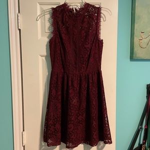Beautiful burgundy dress. Lace top.